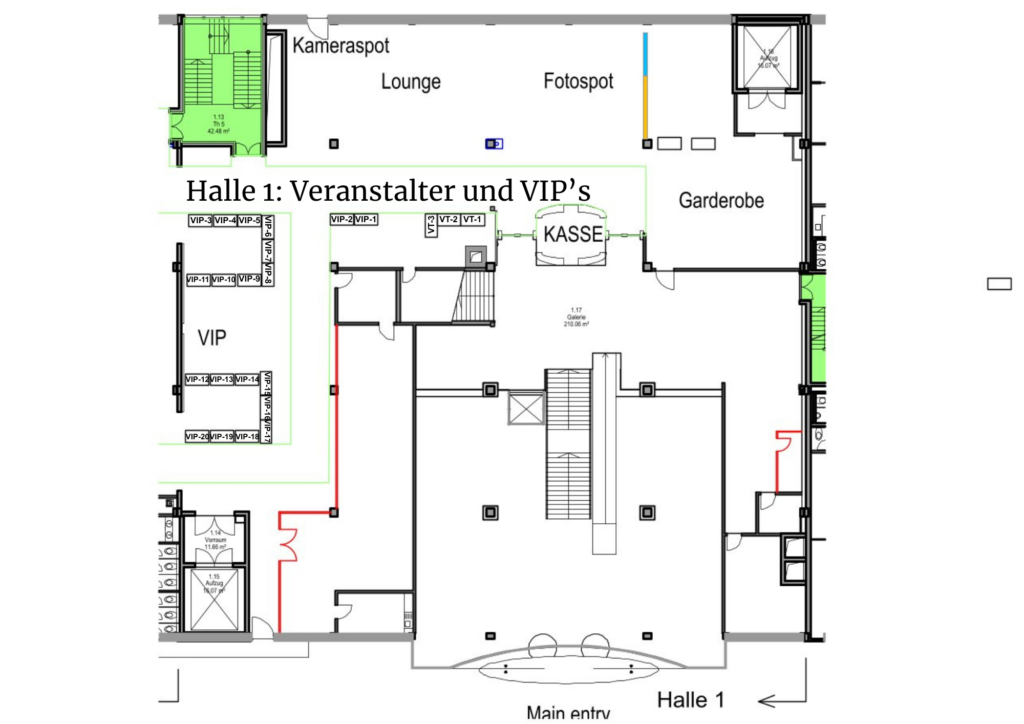 Hallenplan der Halle 1 der Münchner Buchmesse 2026 Veranstalter und VIP-Aussteller